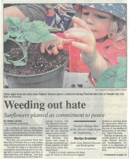 screenshot of articles, children planting seeds